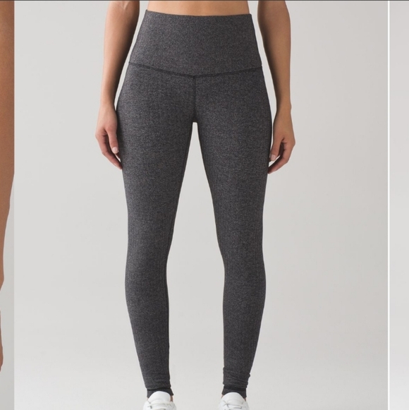 Lululemon Wunder Under Leggings (Hi- Rise) Black & Grey Herringbone Size 6 - Picture 15 of 15